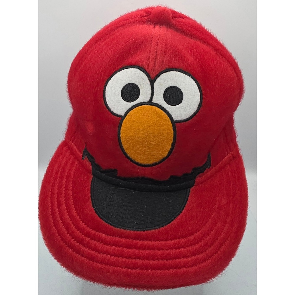 Sesame Street Elmo Plush Adult Baseball Cap Hat 7 1/4 Red Fuzzy
